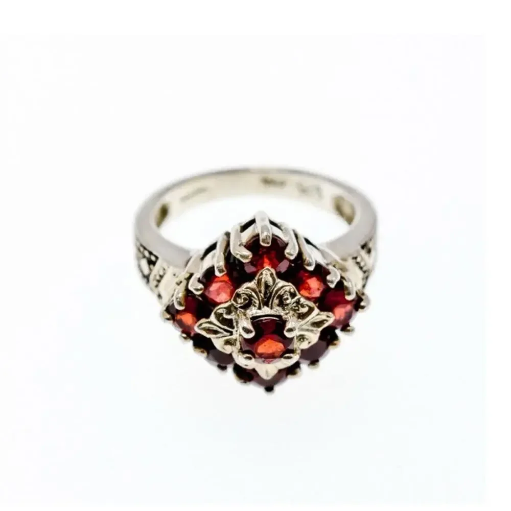 925 Sterling Silver Spessartine Ring Size 5.5